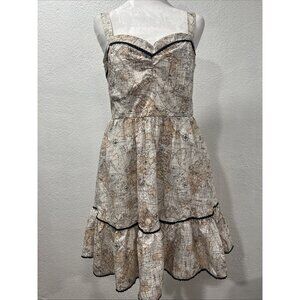 Hot Topic Y2K World Maps‎ Dress  Super cute Steam Punk Vibe smocked